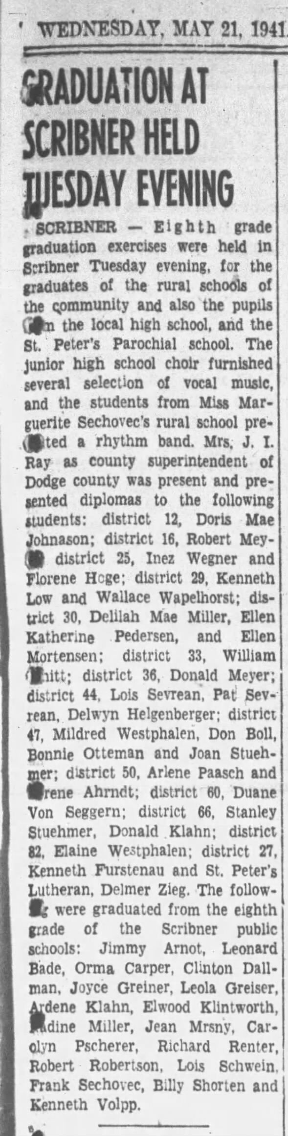 Clipping from Fremont Tribune
